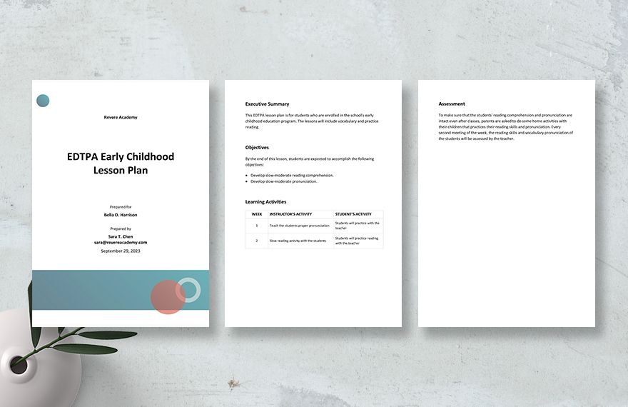 EDTPA Early Childhood Lesson Plan Template
