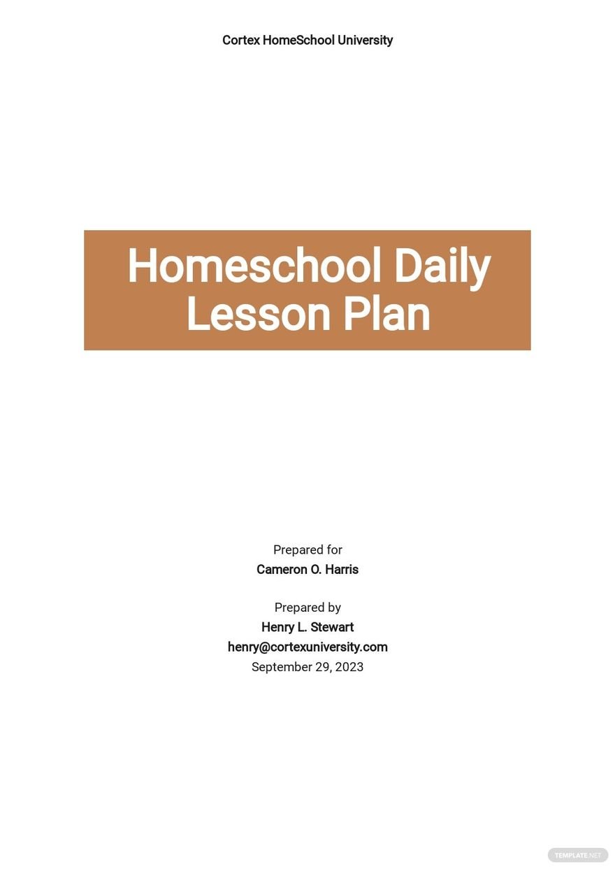 9 Free Homeschool Lesson Plan Templates Edit Download Template Net