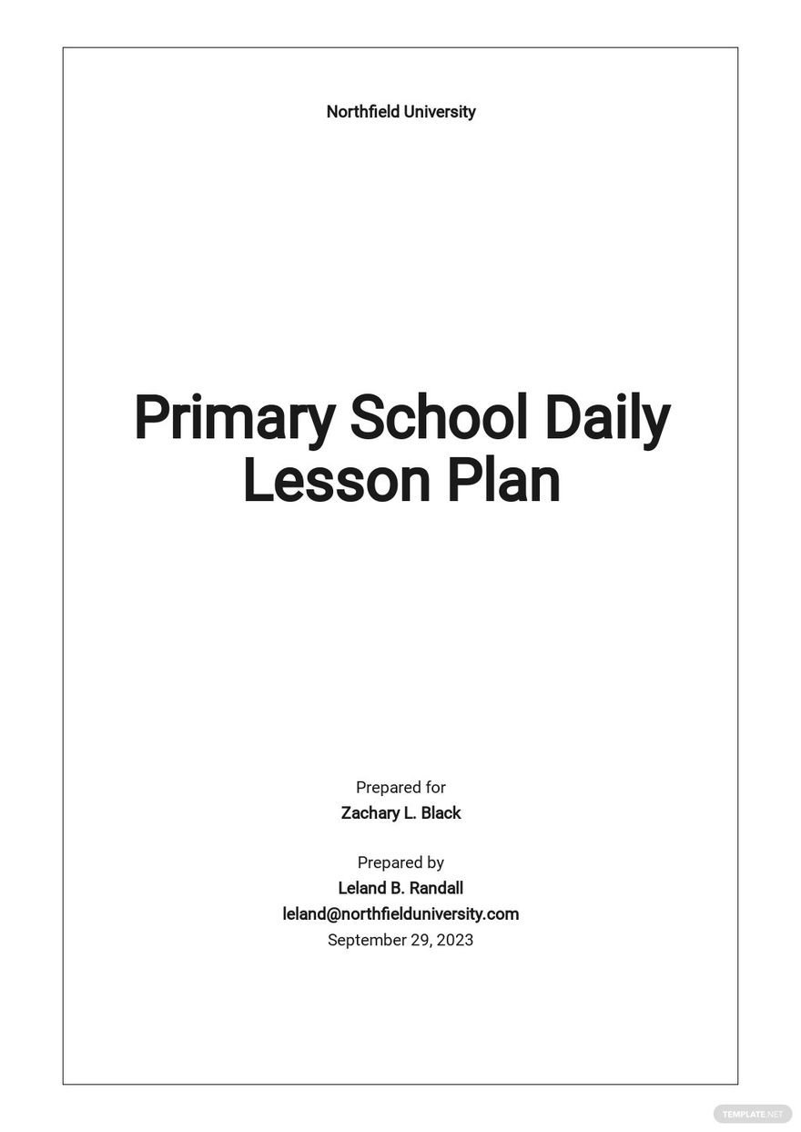 Primary School Daily Lesson Plan Template Google Docs, Word, Apple