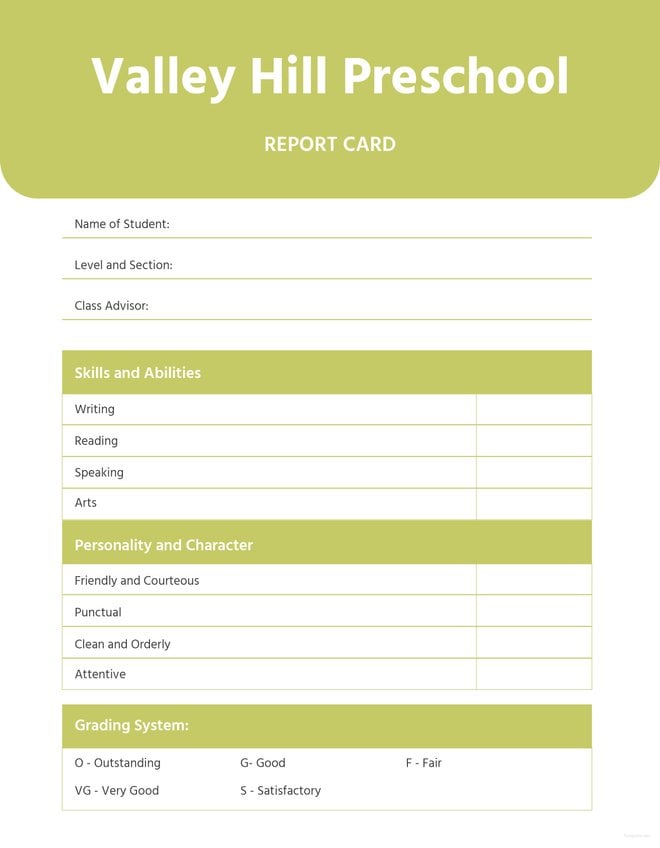 Free Blank Report Card Template in Microsoft Word ...
