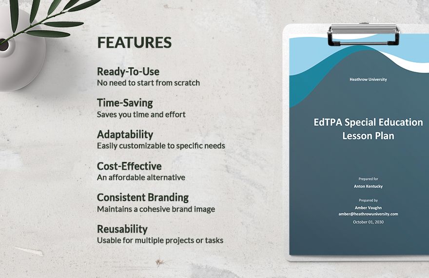 EdTPA Special Education Lesson Plan Template