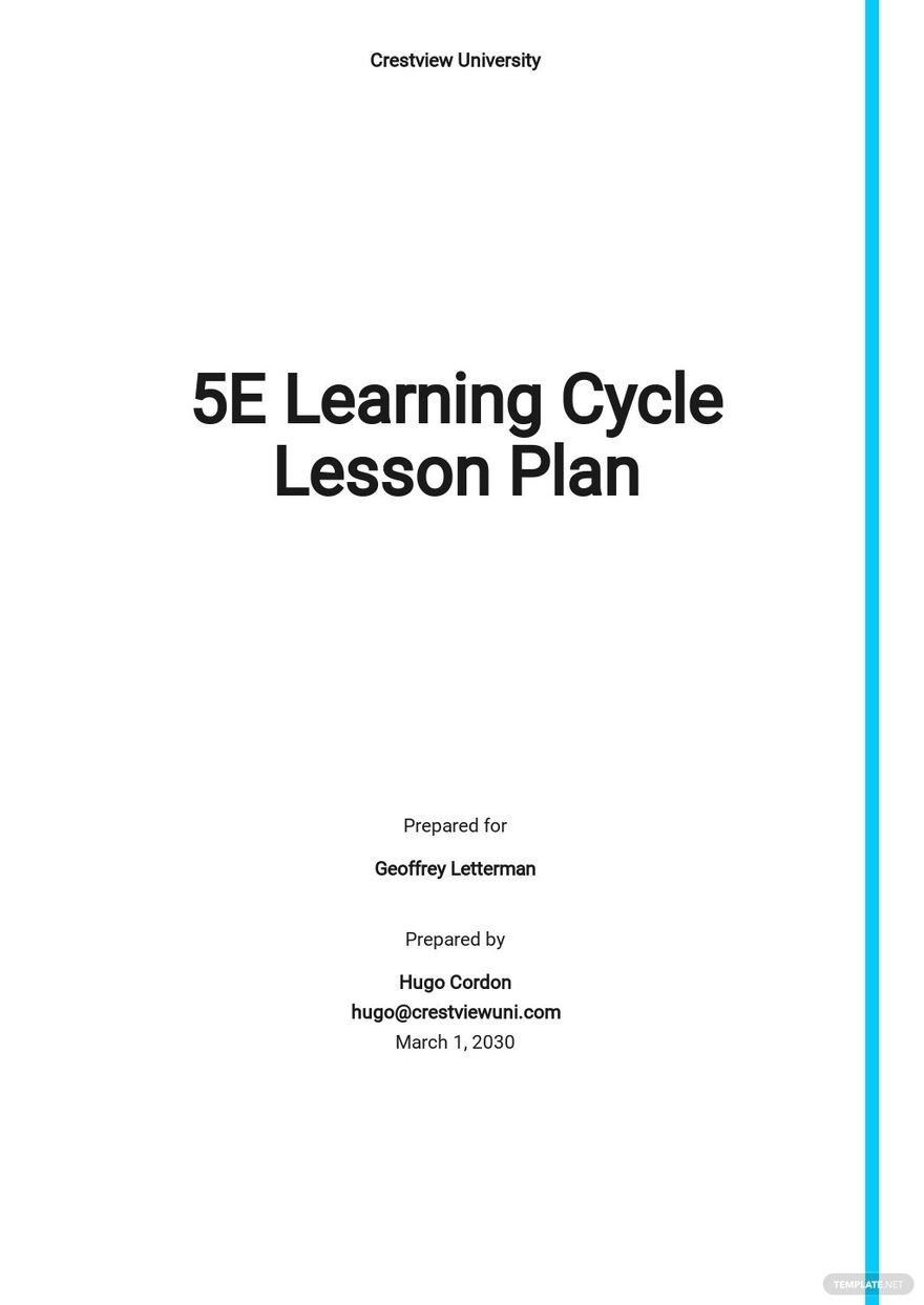 5e Lesson Plan Word Templates Design Free Download Template net