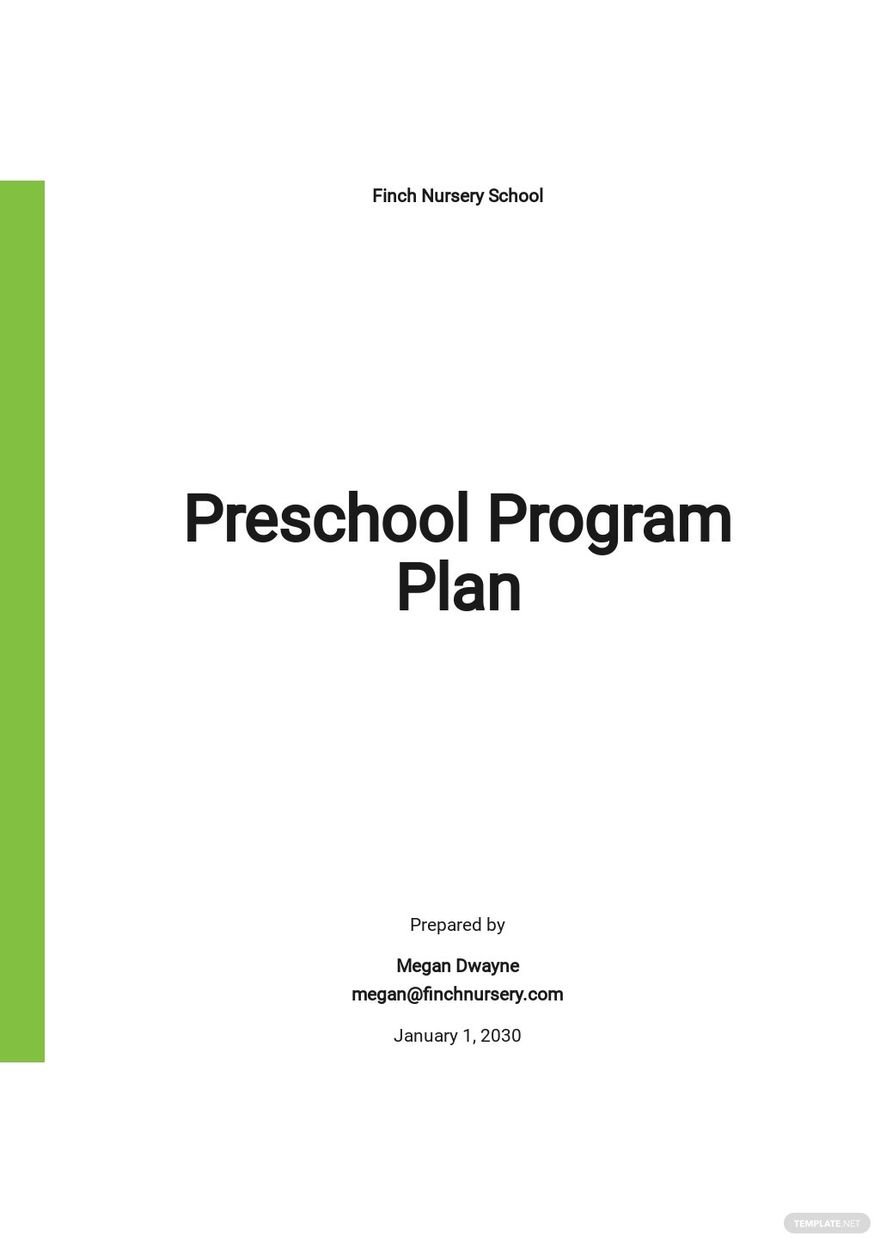 Preschool Program Plan Template