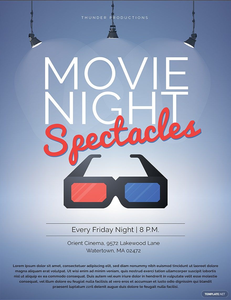 Movie Night Poster Template in Illustrator, PSD, Apple Pages