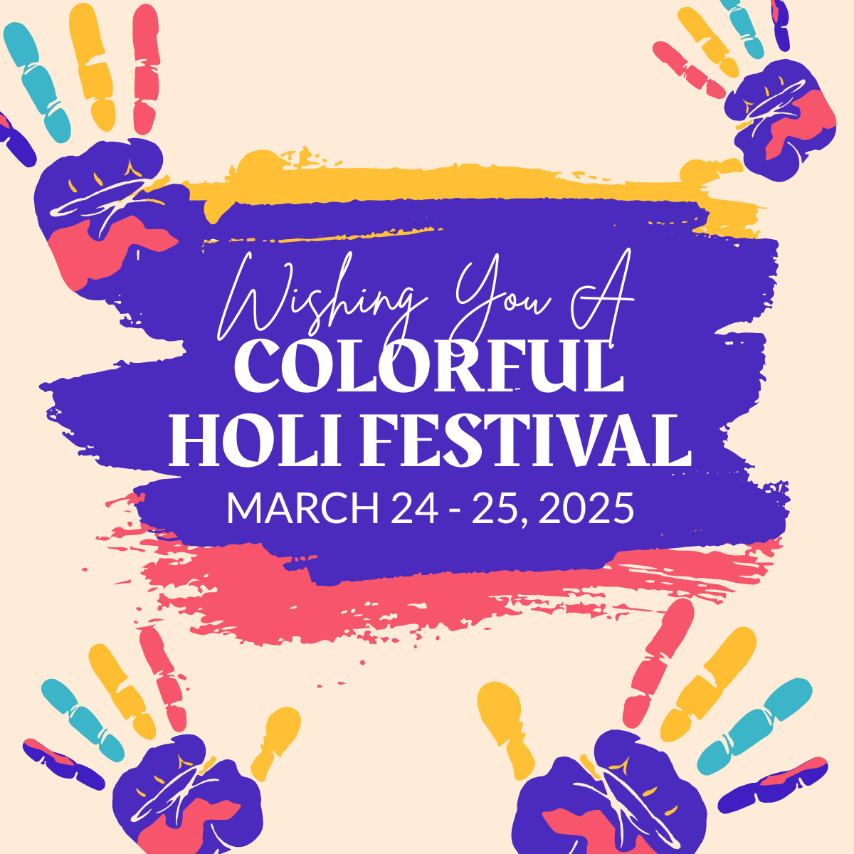 Free Colorful Holi Festival Linkedin Post Template