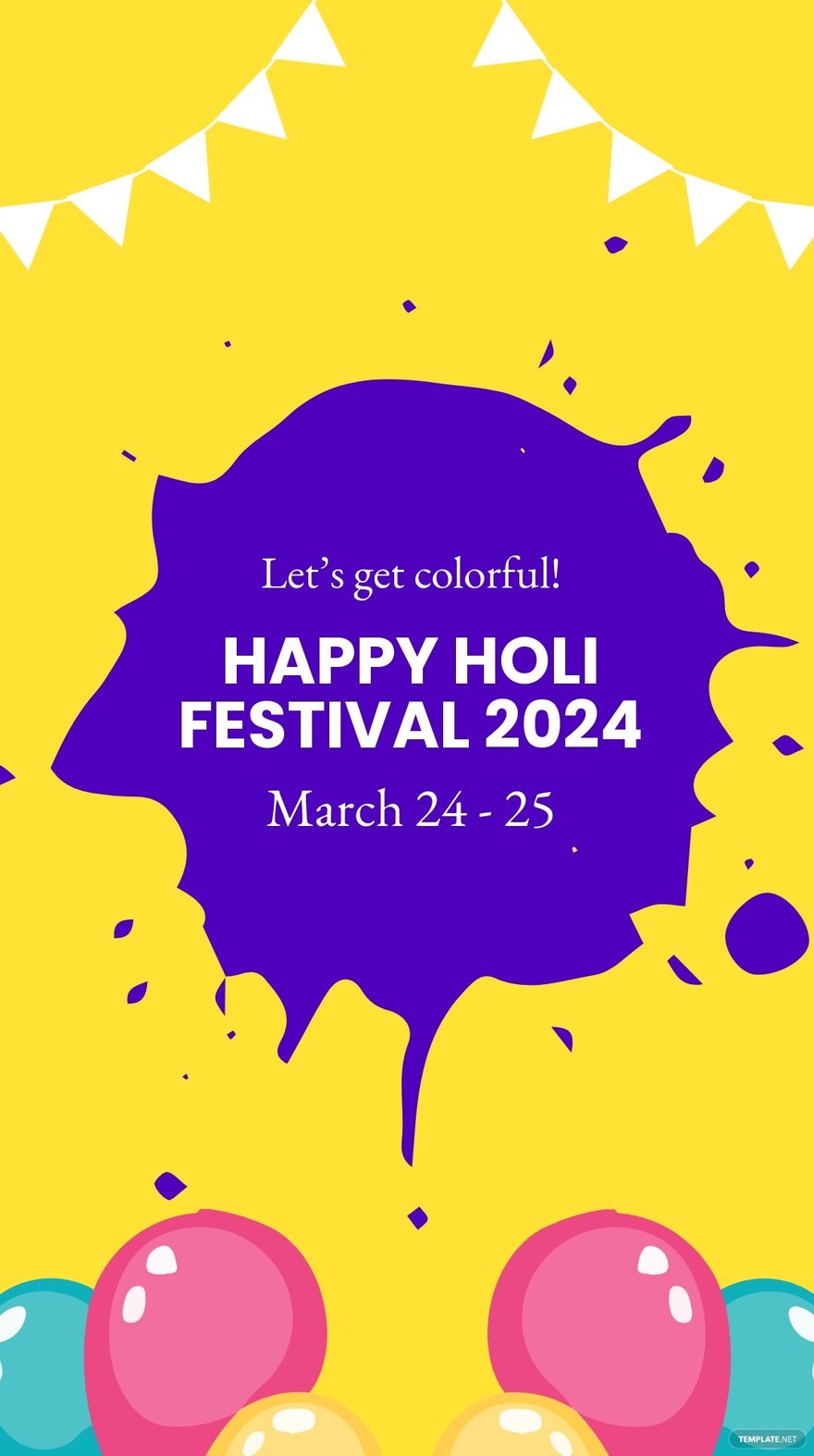 Modern Holi Festival Whatsapp Post Template
