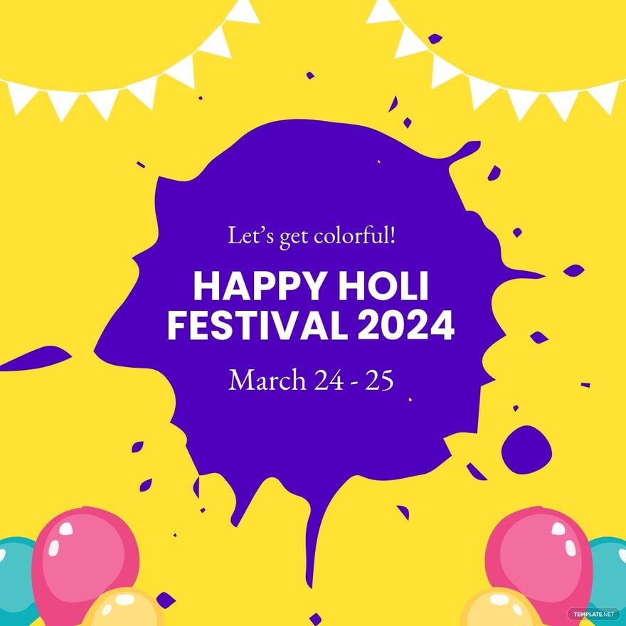 Modern Holi Festival Linkedin Post Template