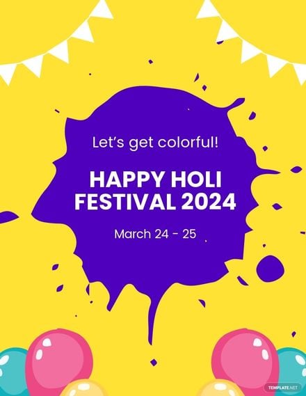 Free Modern Holi Festival Flyer Template