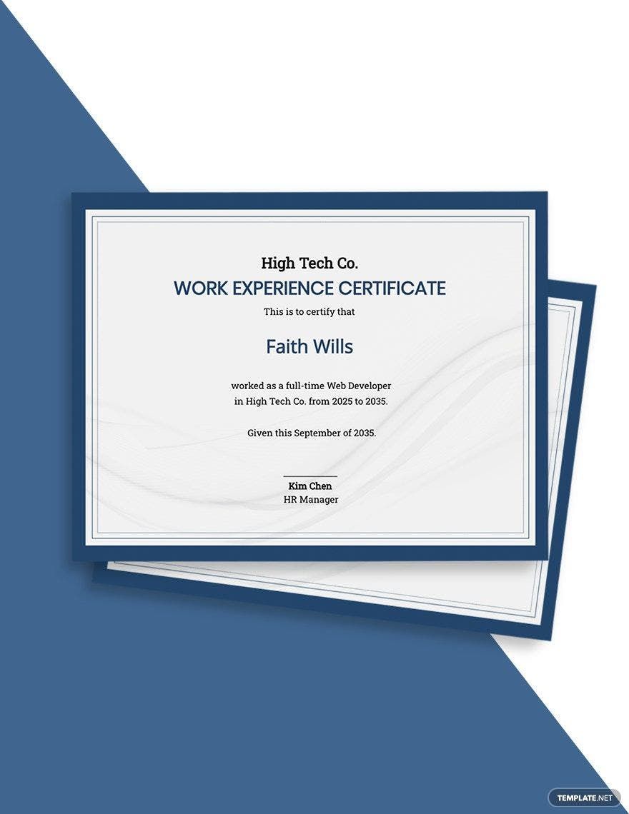 Sample Company Experience Certificate Template