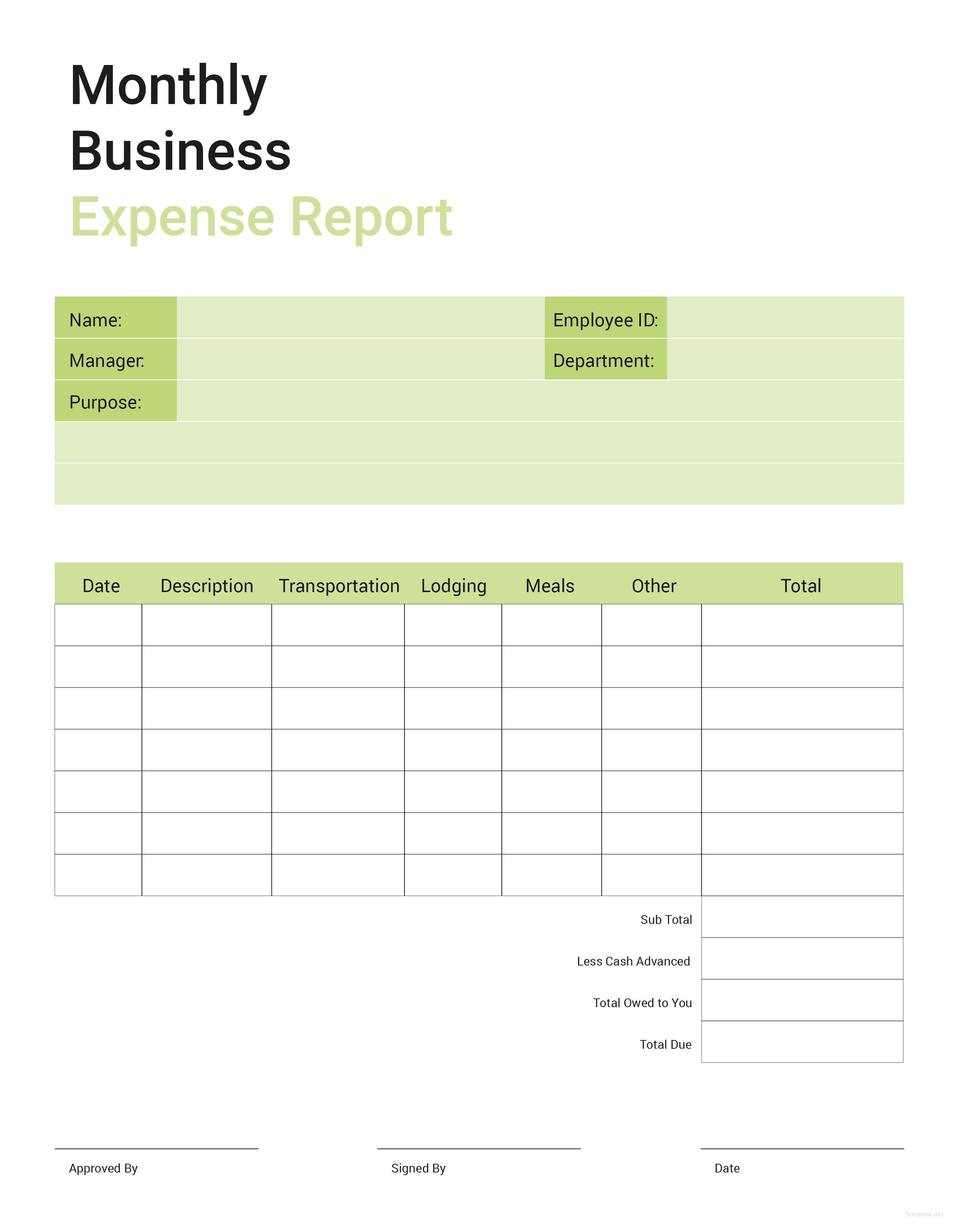 template for expense report