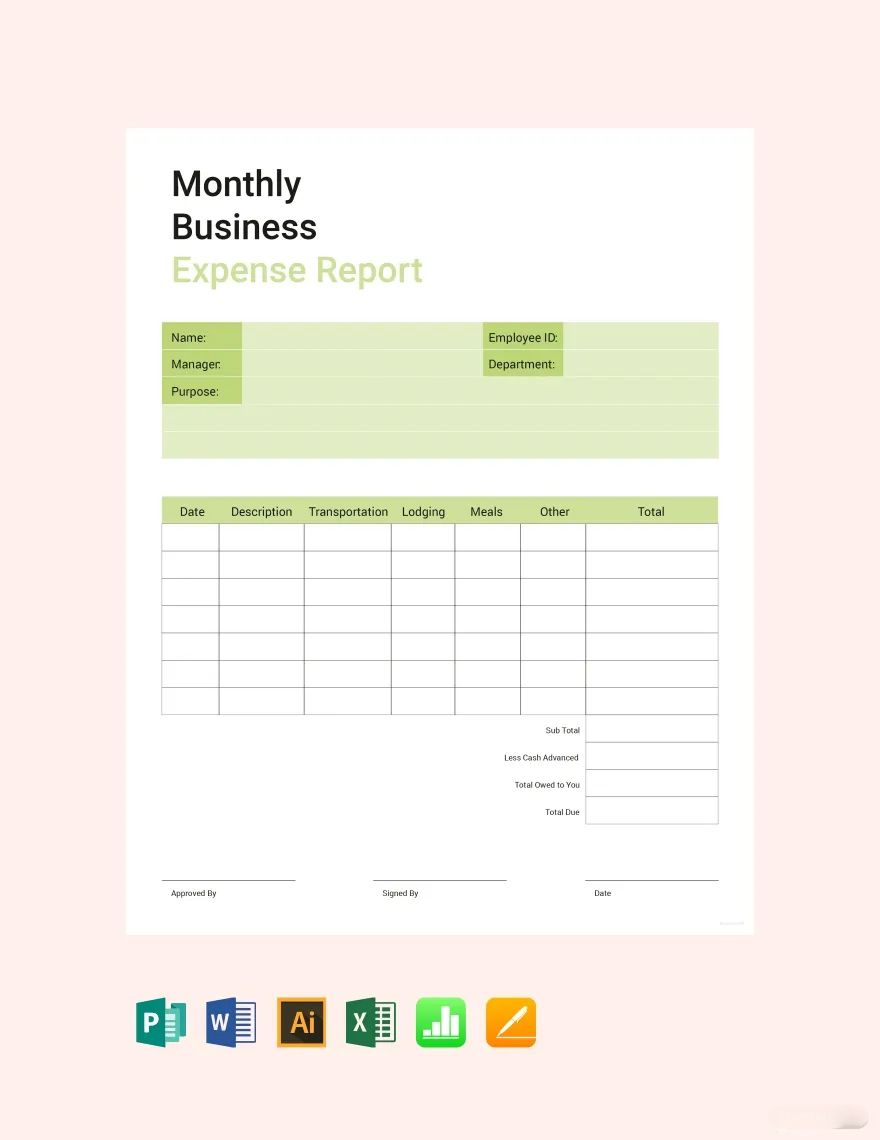 Free Monthly Business Expense Report Template