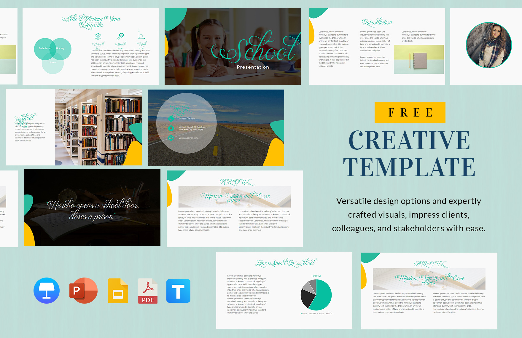 Free Creative Template in PDF, PowerPoint, Google Slides, Apple Keynote