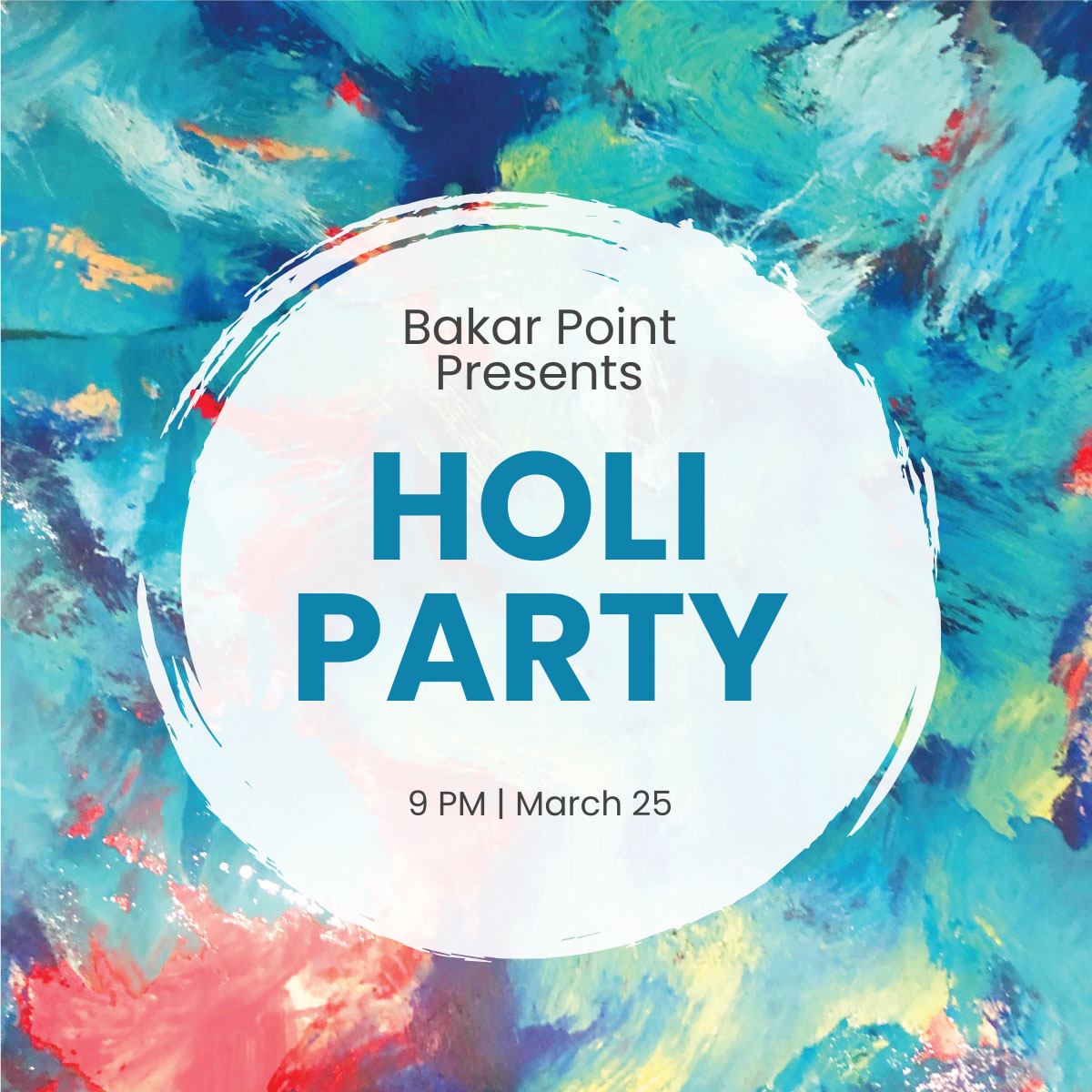 Free Holi Party Linkedin Post Template
