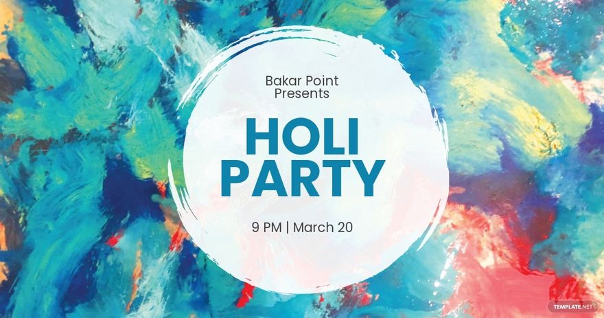 Holi Party Facebook Post Template - Edit Online & Download