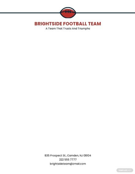 Football Team Letterhead Template