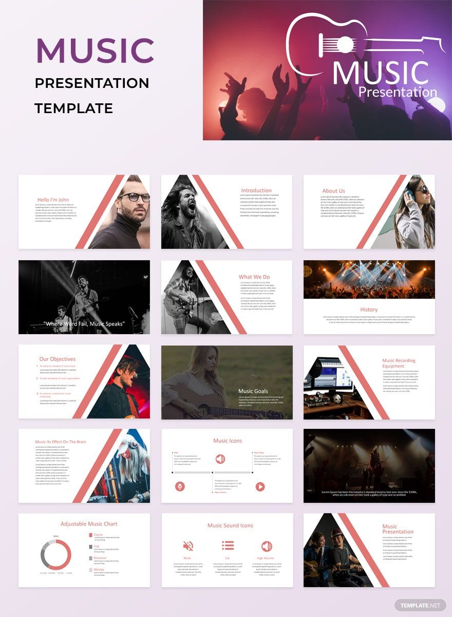 Music Powerpoint Presentation Template in PowerPoint, Apple Keynote