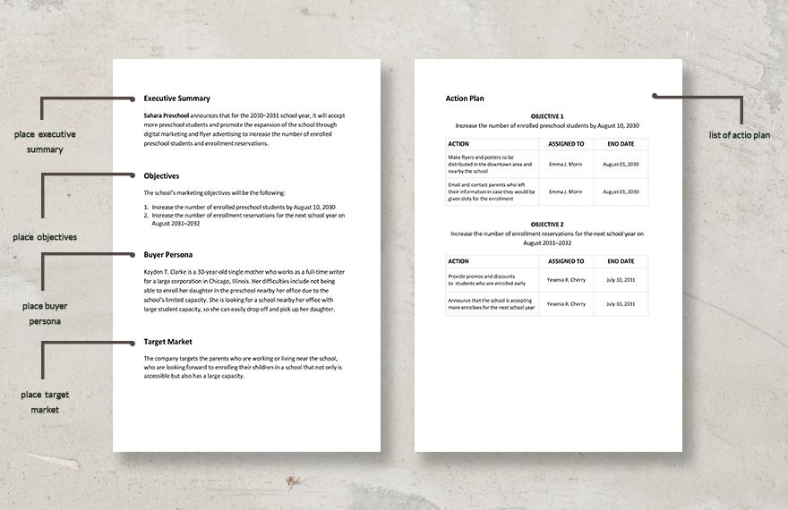 Preschool Marketing Plan Template Google Docs Word Apple Pages PDF 