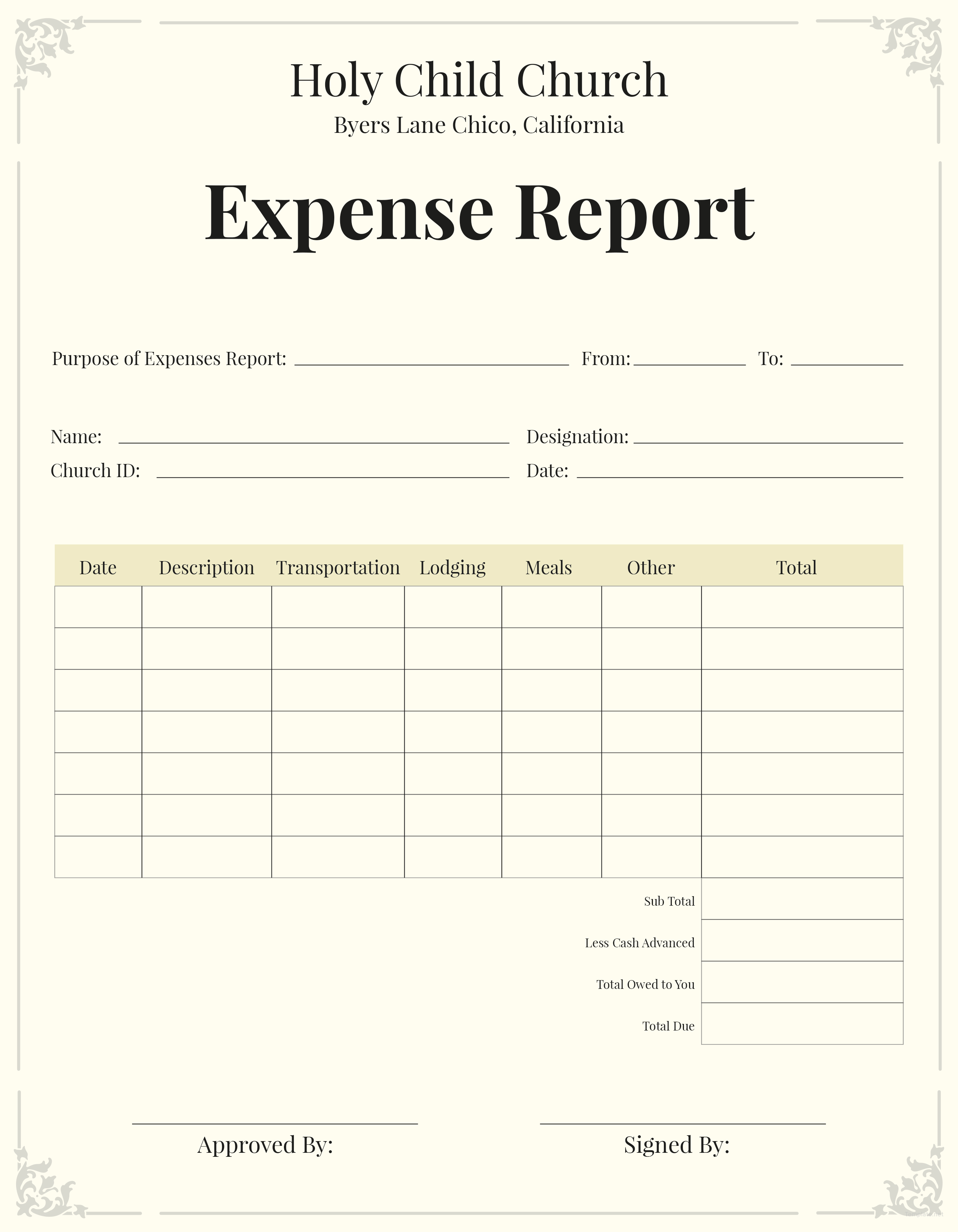 Free Church Expense Report Template in Microsoft Word ...