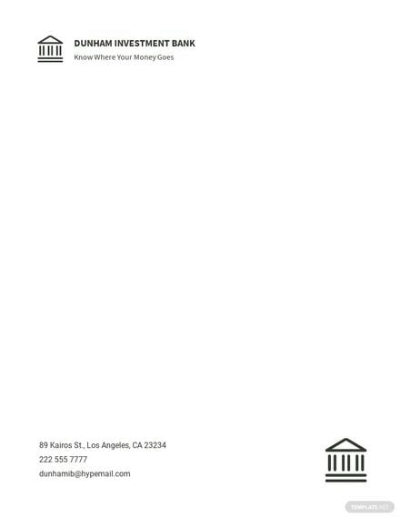 Investment Bank Letterhead Template