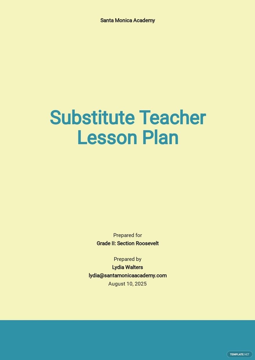 Sub ( Substitute ) Plans Templates Format, Free, Download