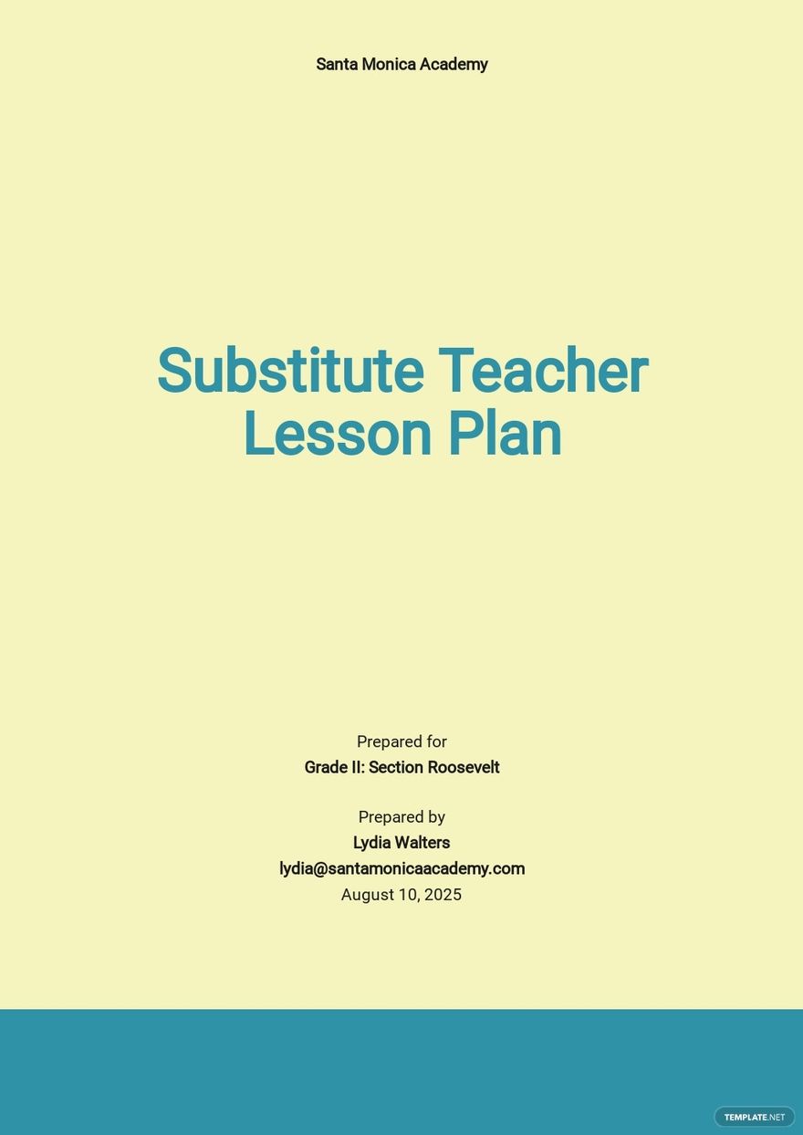 Substitute Teacher Lesson Plan Template Free PDF Google Docs Word
