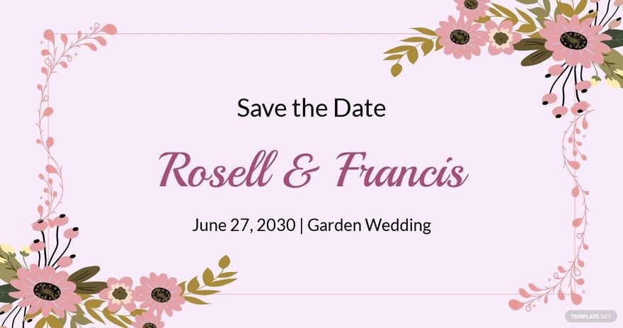 Floral Save The Date Facebook Post Template