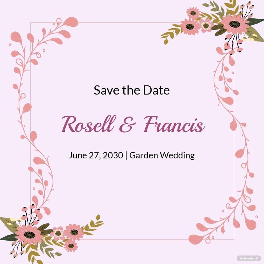 Free Floral Save The Date Instagram Post Template