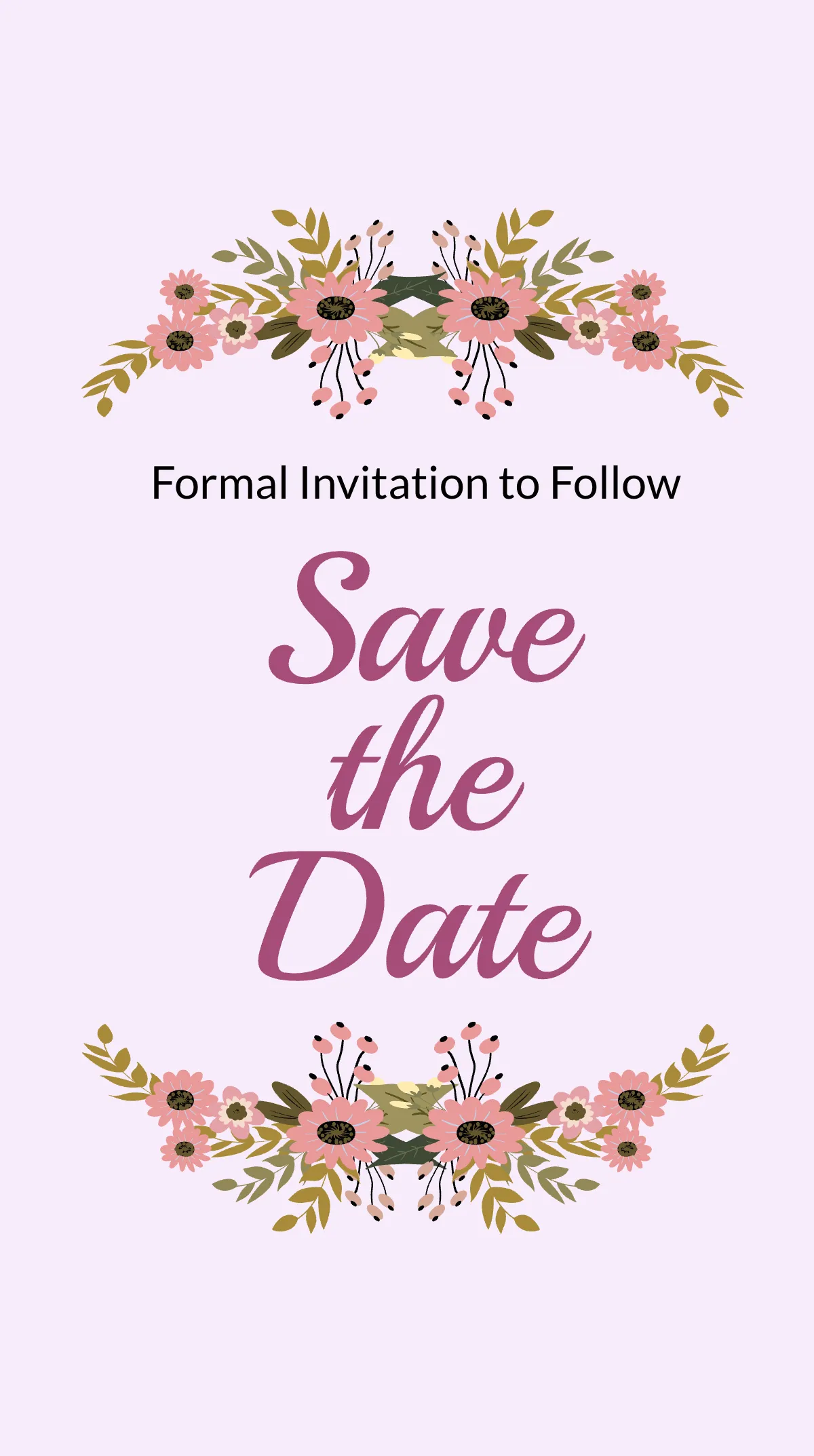Free Floral Save The Date Instagram Story Template to Edit Online