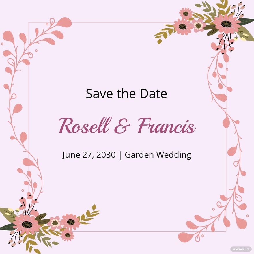 Floral Save The Date Linkedin Post Template