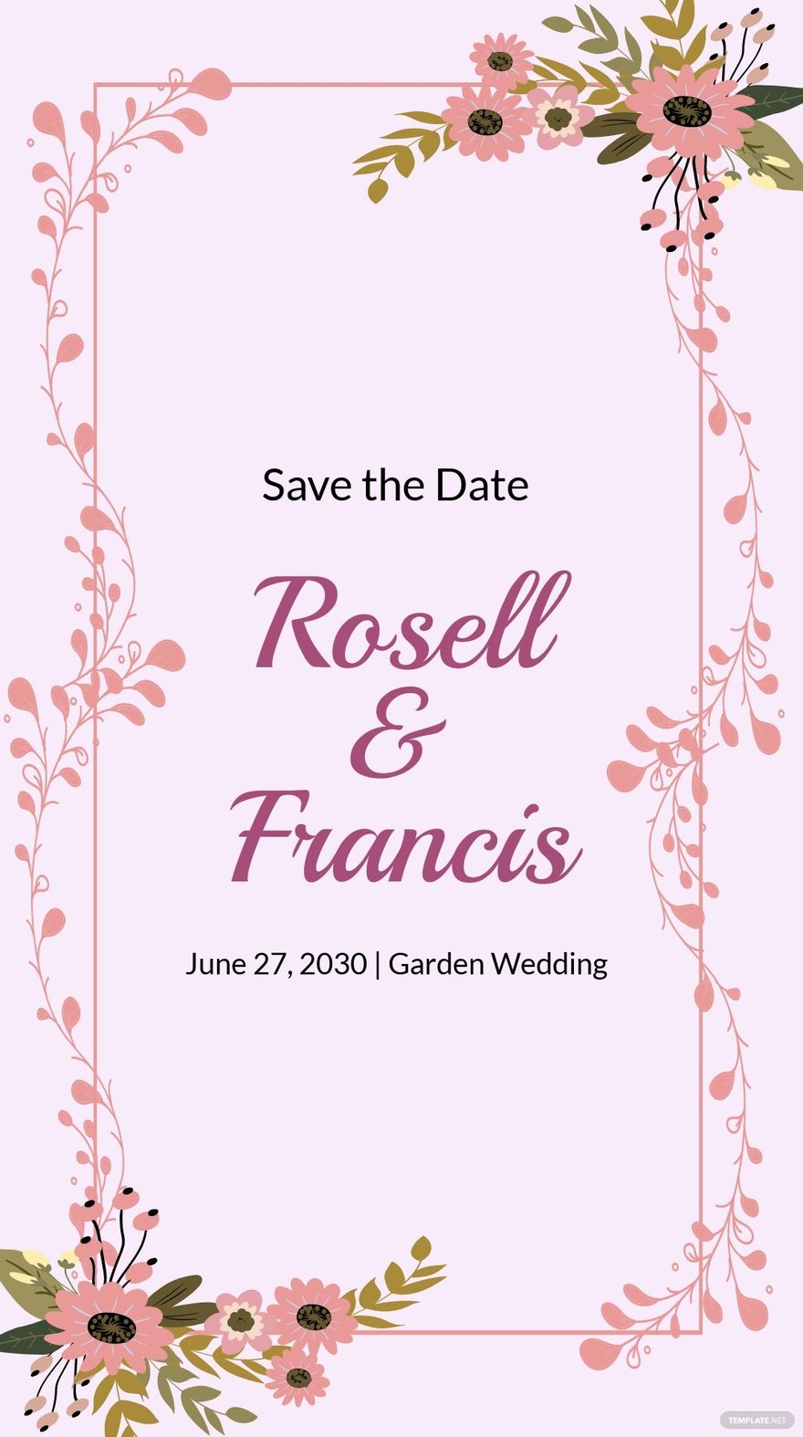 Free Floral Save The Date Whatsapp Post Template