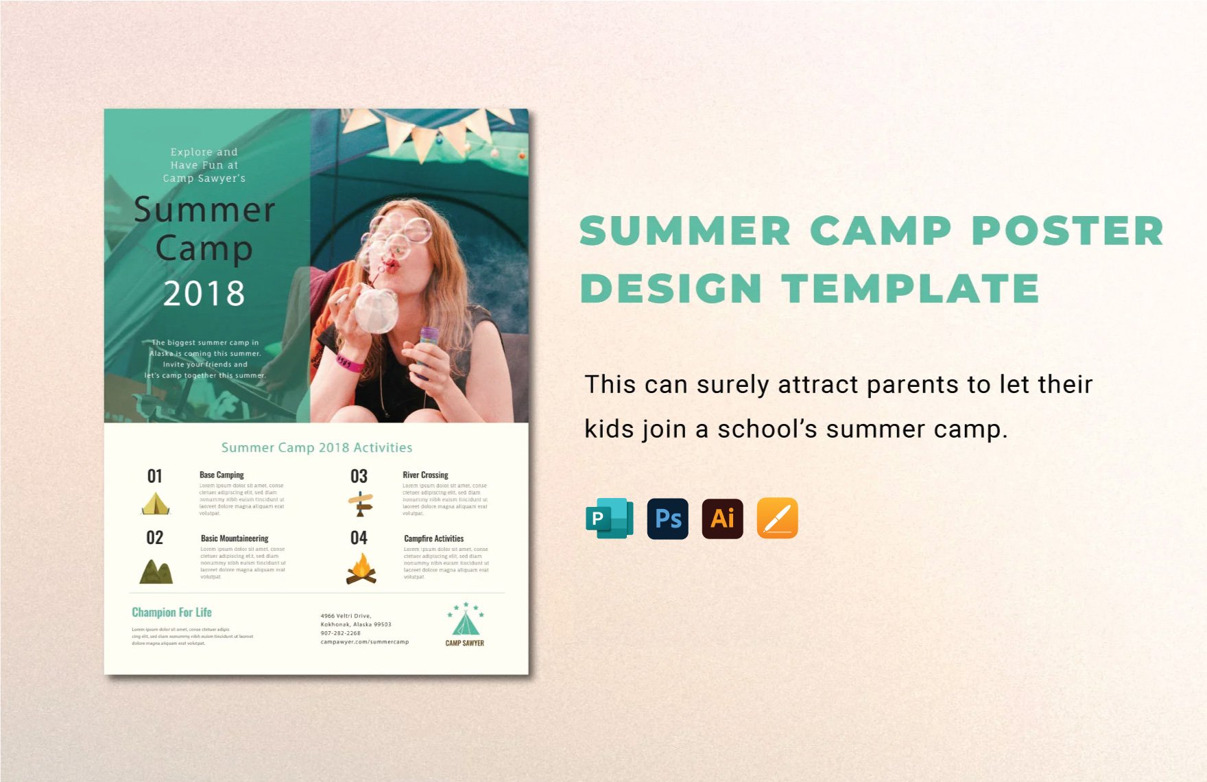 Summer Camp Poster Design Template