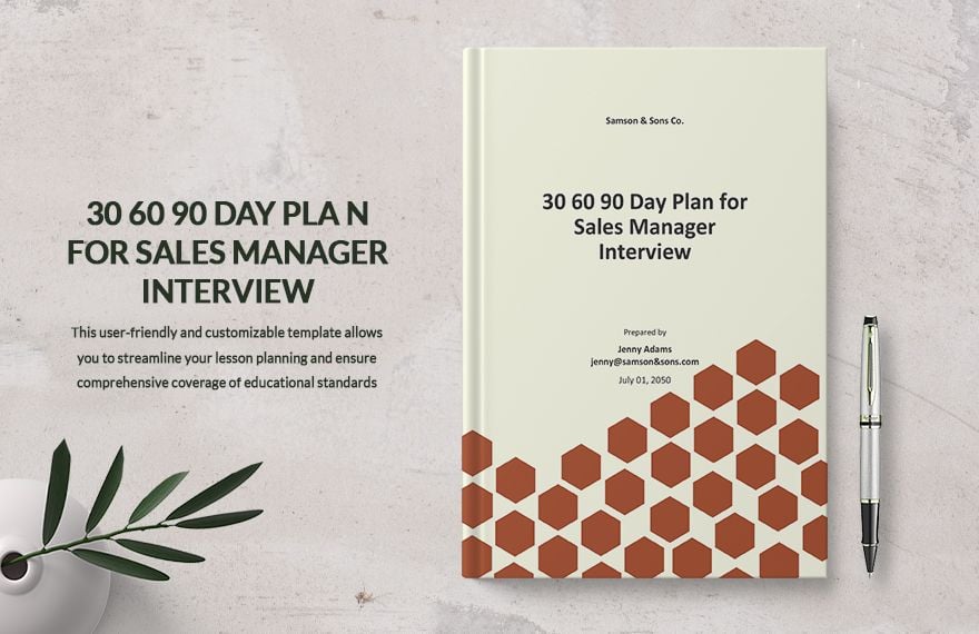 30 60 90 Day Plan for Sales Manager Interview Template