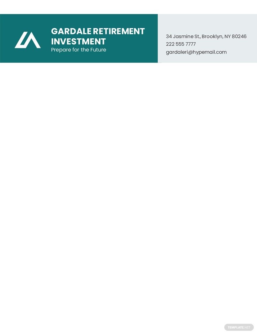 Retirement Investment Services Letterhead Template in Word