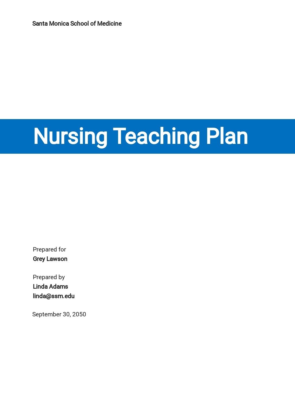 Free Sample Nursing Teaching Plan Template