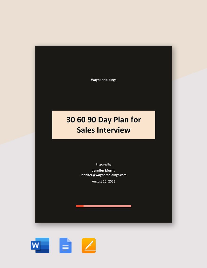 30 60 90 Day Plan Template for Sales Interview