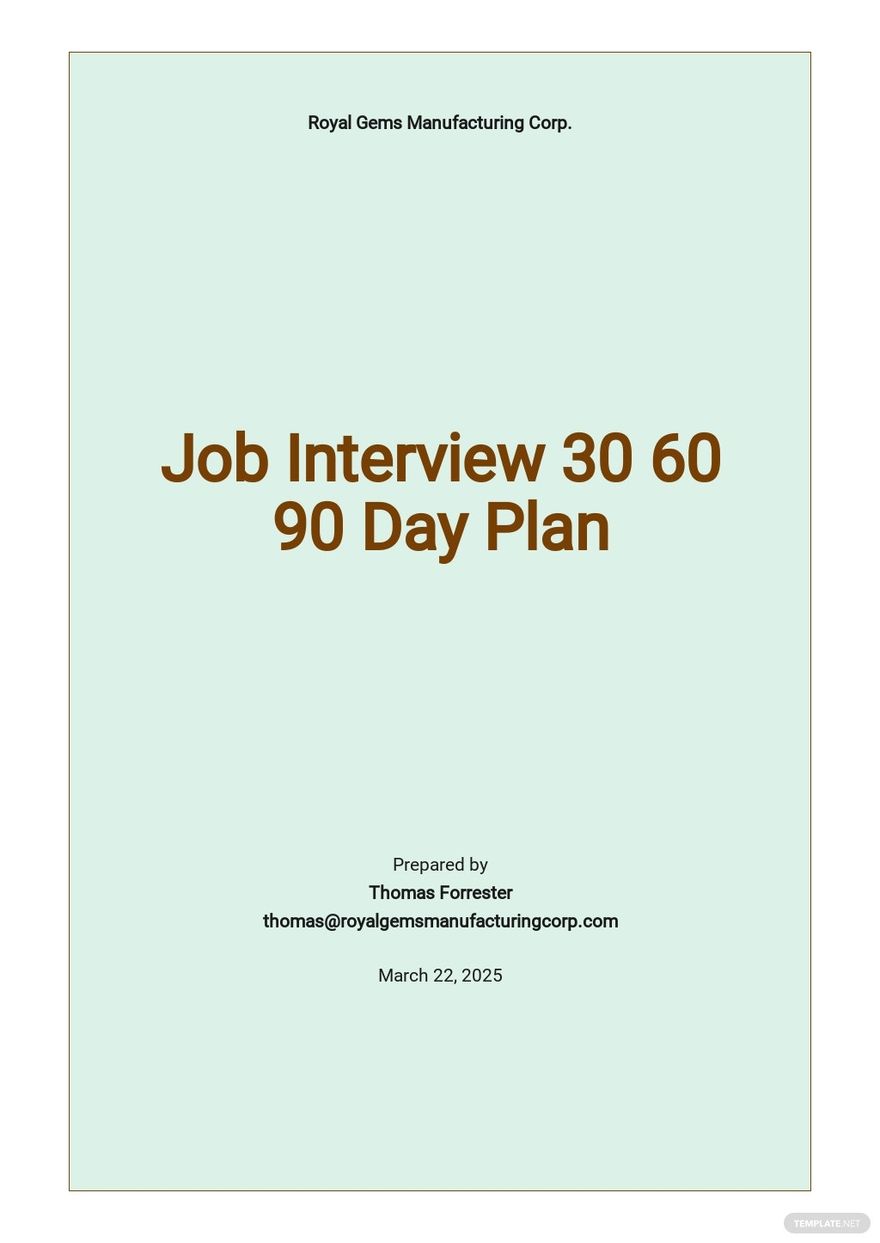 30 60 90 day plan job interview