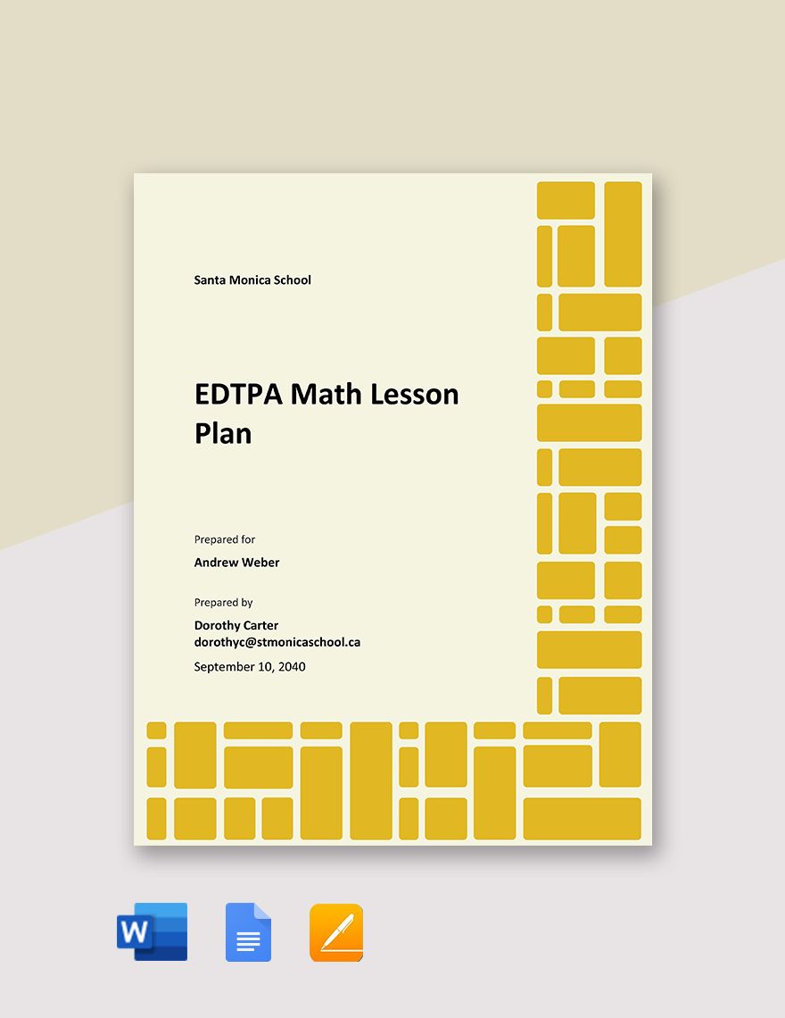 EDTPA Math Lesson Plan Template