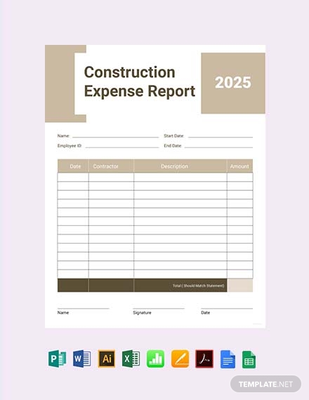 FREE Contractor Expense Report Template PDF Word (DOC) Excel
