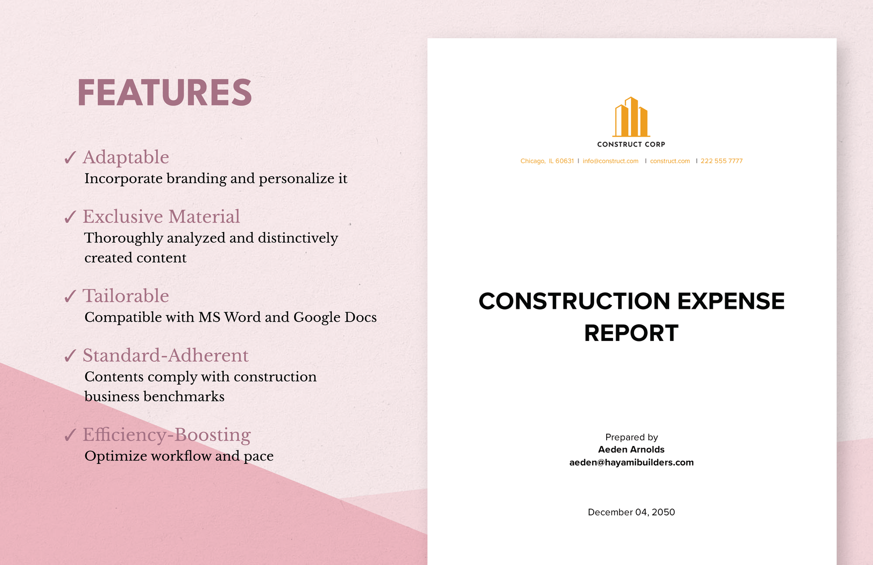 Construction Expense Report Template