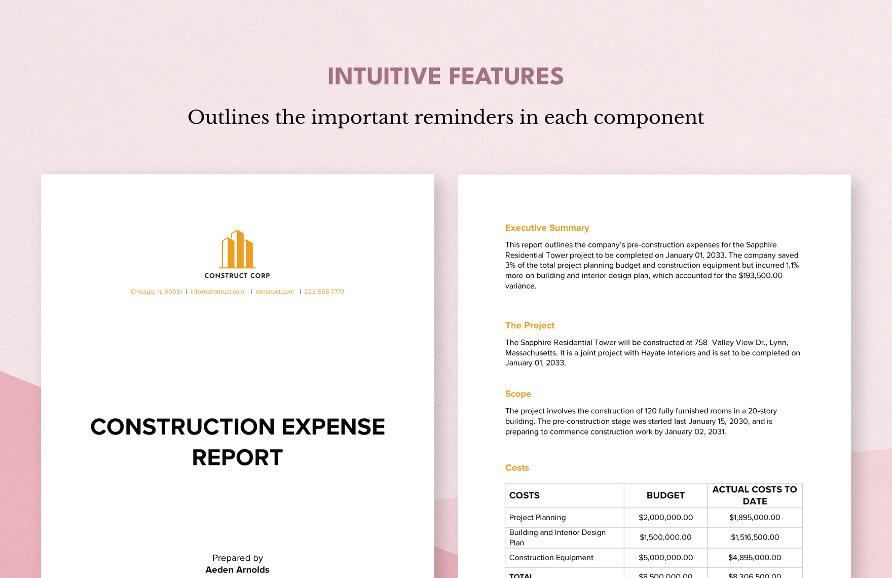 Construction Expense Report Template