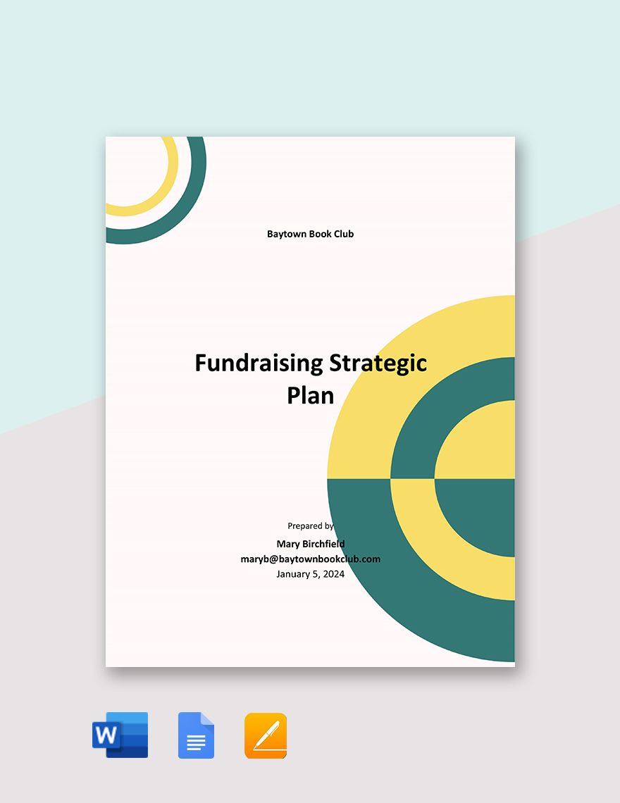 Fundraising Strategic Plan Template For Nonprofits