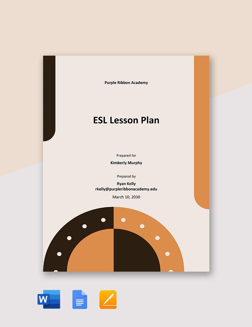 ESL Teacher Lesson Plan Template