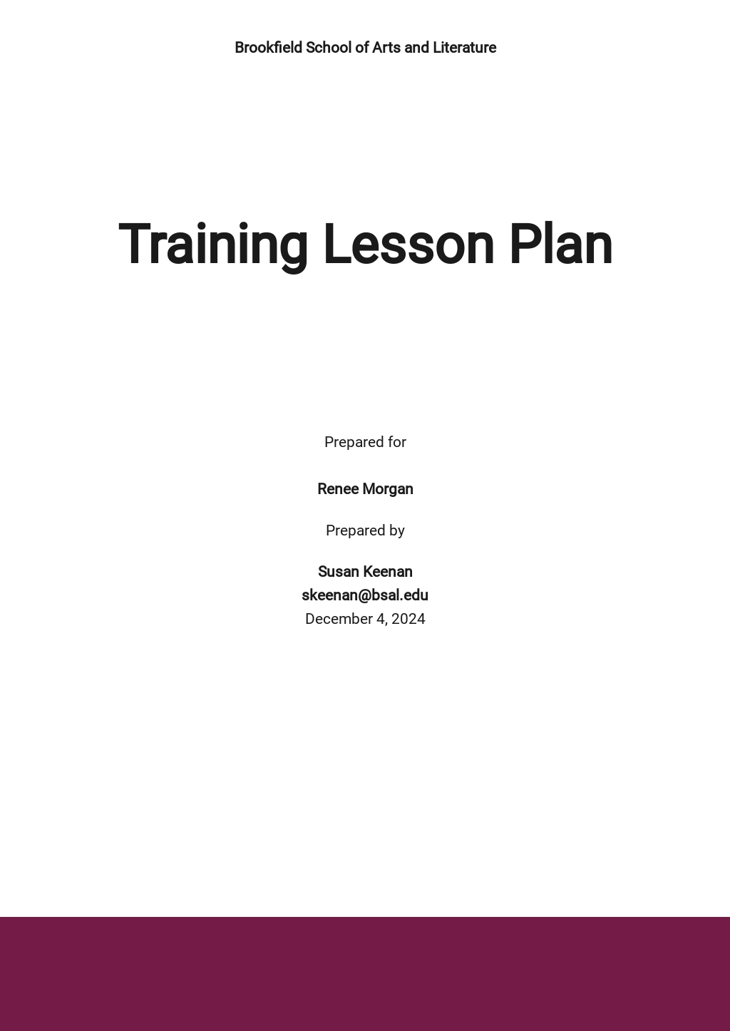 Training Lesson Plan Template