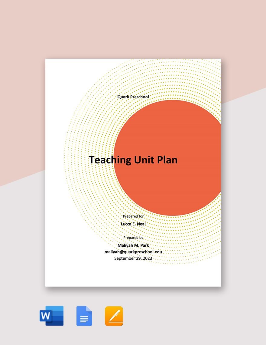Teaching Unit Plan Template in Word, Google Docs, PDF, Apple Pages