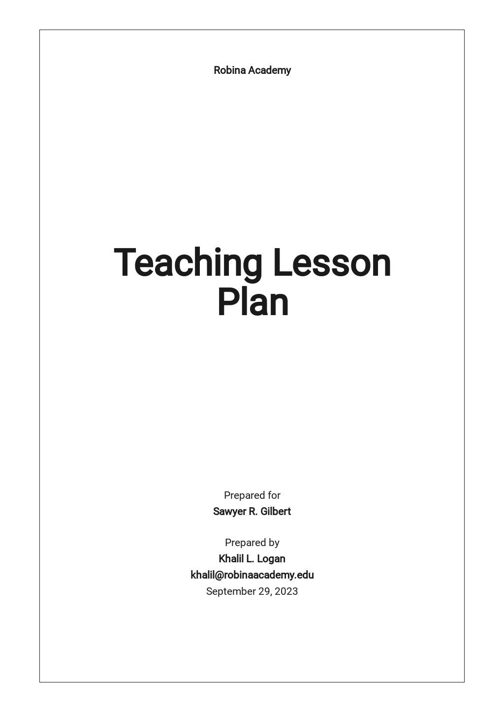 Basic Elementary School Lesson Plan Template