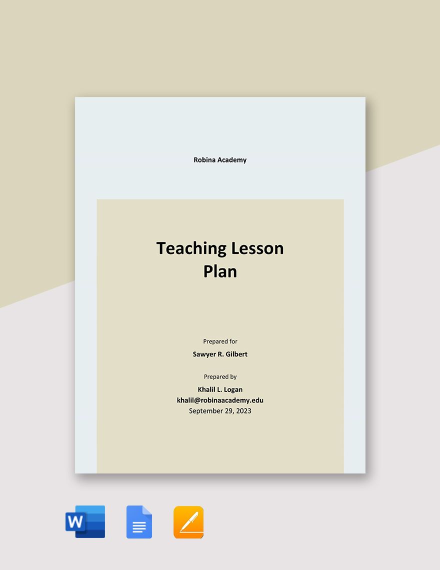 Teaching Lesson Plan Template