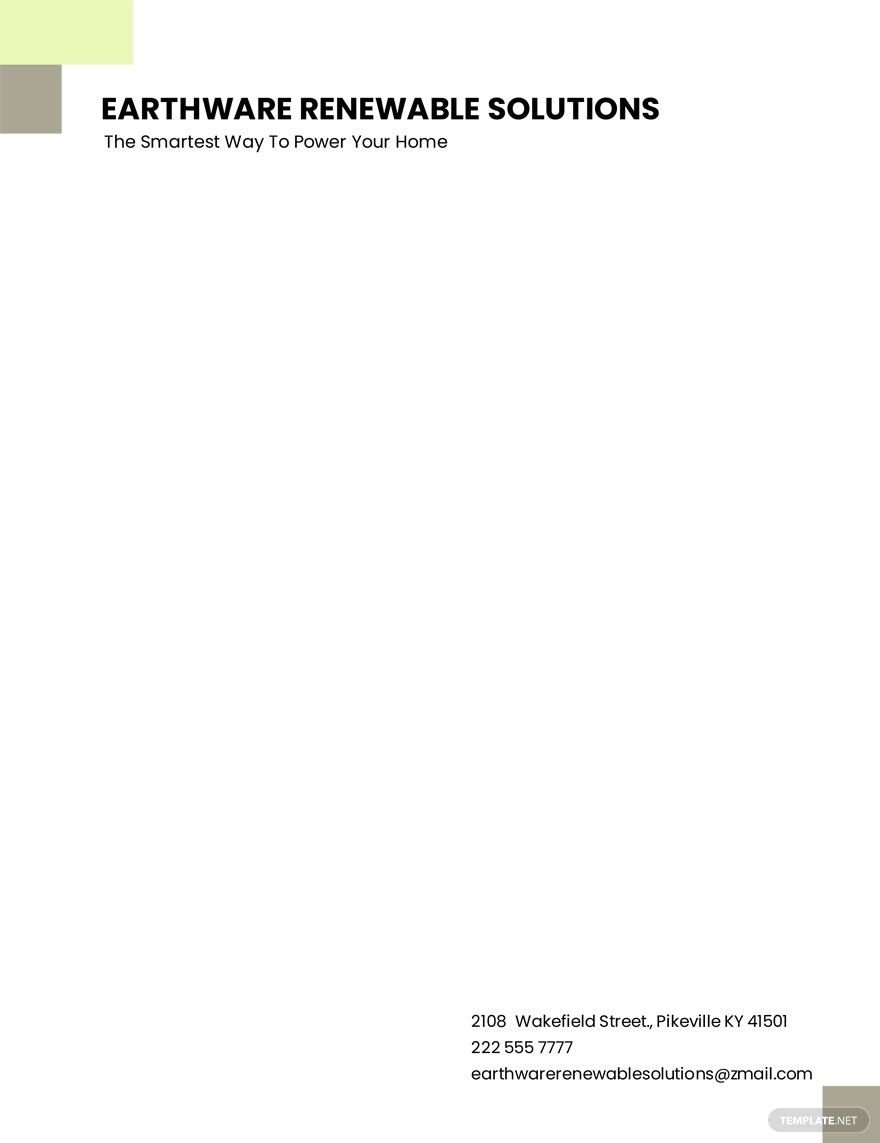 Renewable Energy Consulting Letterhead Template