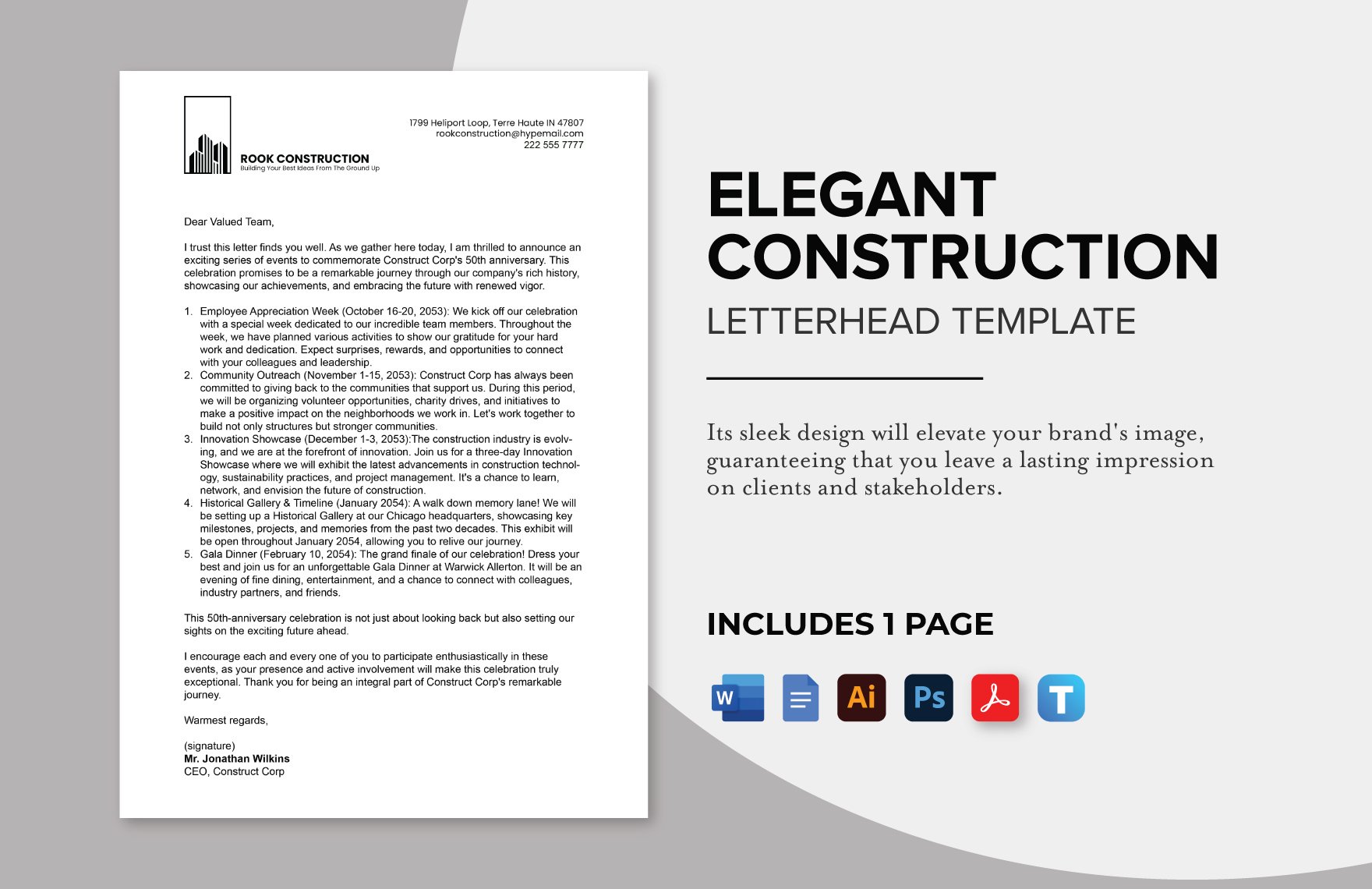 Elegant Construction Letterhead Template