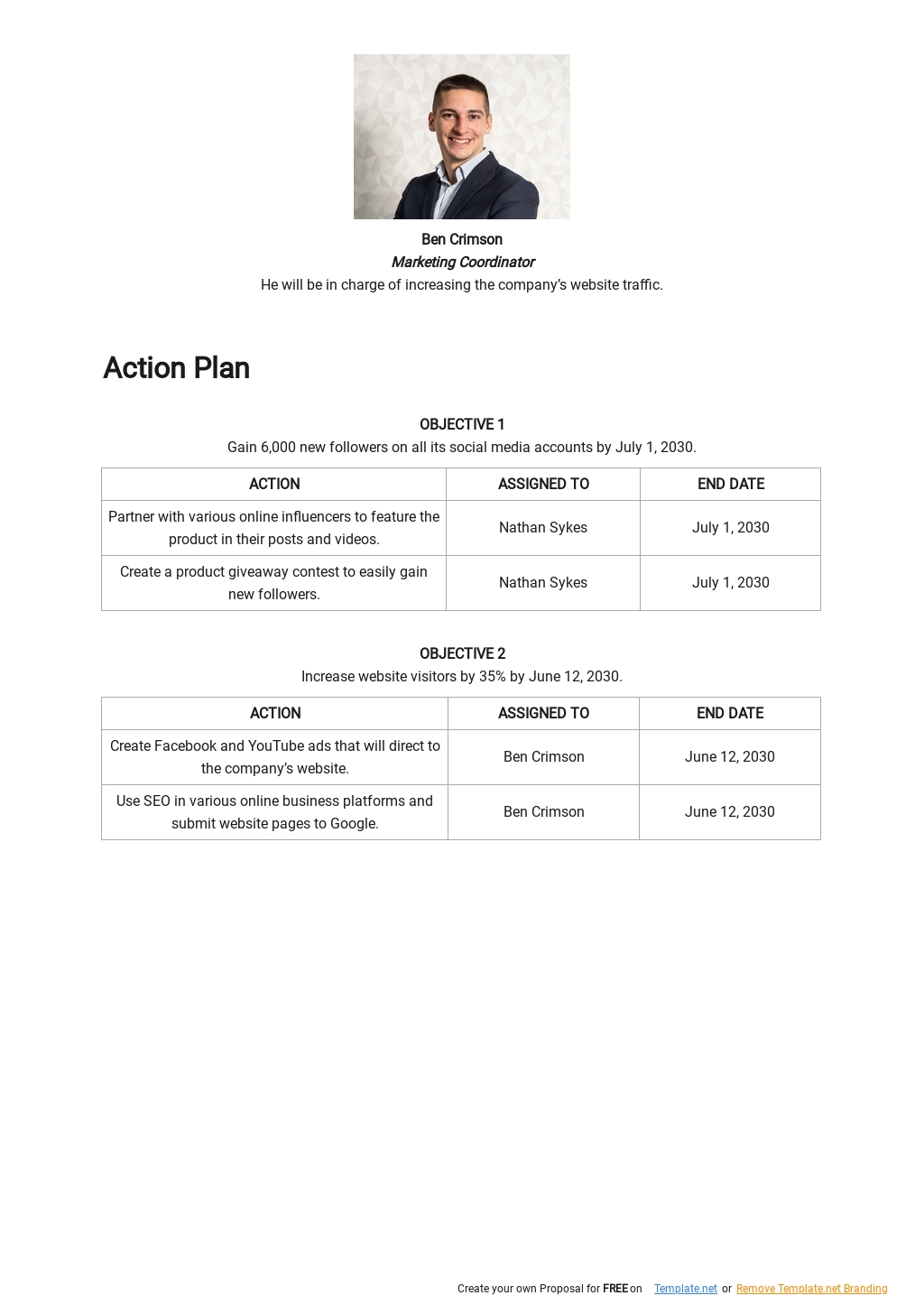 Digital Marketing Action Plan Template