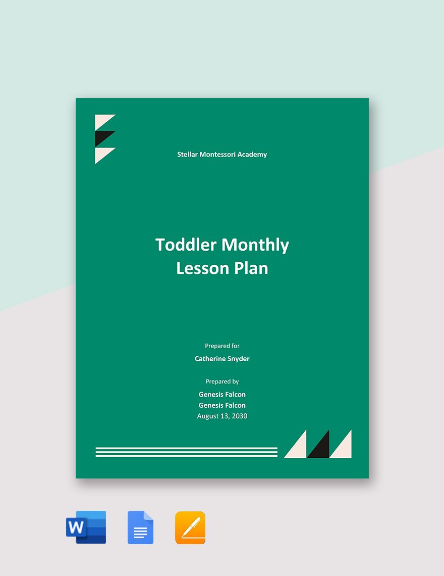 Toddler Monthly Lesson Plan Template